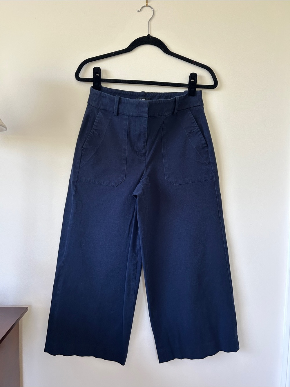 J. Crew Navy Cropped Wide-Leg Jeans